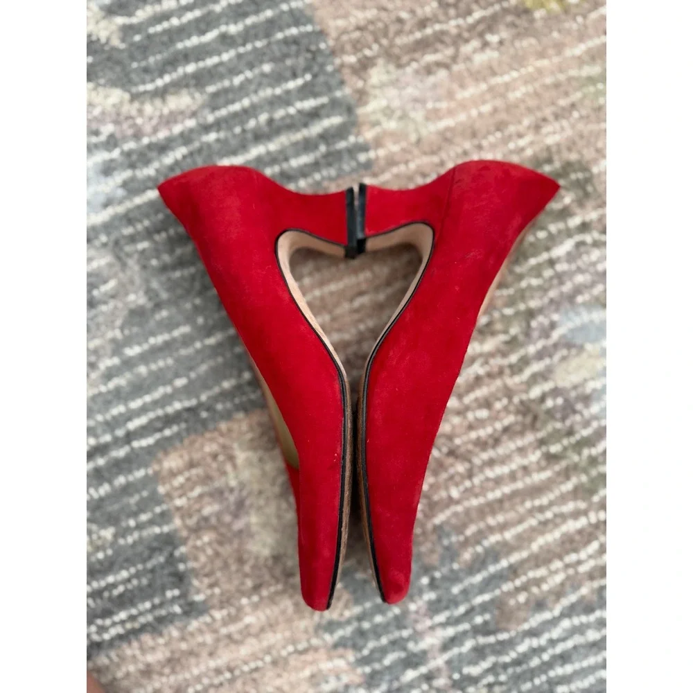 Classiques Entier Red Suede Pumps 7C Made in Italy Leather Vintage Heels